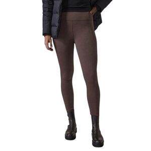 😁Athleta Delancey Herringbone Tight Leggings Zip Pockets Walnut Brown Size Sm